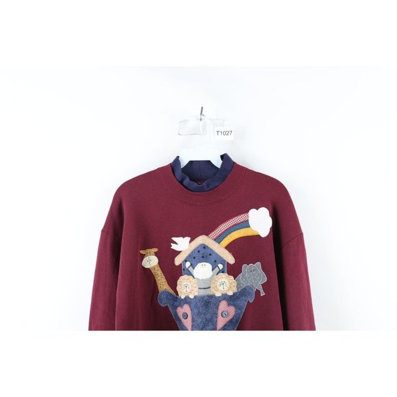 Vintage 90s Womens Medium Faded Christian Noahs Ark Crewneck Sweatshirt USA - Picture 2 of 8